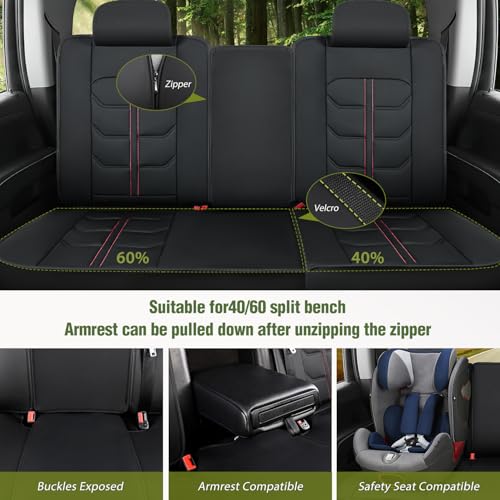Nilight Car Seat Covers Custom Fit 2007-2024 Jeep Wrangler JK JL 4-Door Waterproof Faux Leather Cushion Full Set with Split Bench 40/60 for Unlimited Sahara Rubicon Willys Chief Moab - color: Full Sets 5 Seat, style: Jeep Wrangler 2007-2024