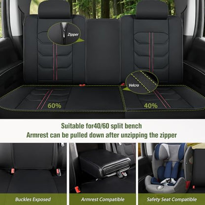 Nilight Car Seat Covers Custom Fit 2007-2024 Jeep Wrangler JK JL 4-Door Waterproof Faux Leather Cushion Full Set with Split Bench 40/60 for Unlimited Sahara Rubicon Willys Chief Moab - color: Full Sets 5 Seat, style: Jeep Wrangler 2007-2024