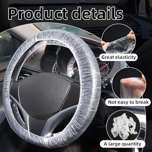 100PCS Disposable Steering Wheel Covers,Disposable Steering Wheel Protector with Elastic, Applicable to Cars, Trucks, Vans (100)