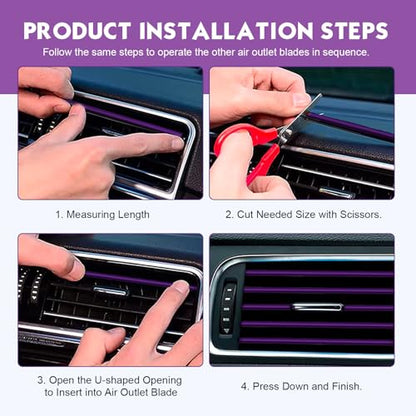 20PCS Car Vent Outlet Trim, Waterproof Car Air Conditioner Decoration Strip for Vent Outlet, Flexible Bendable Auto Air Conditioning Vents Decorative Strip, Universal for Most Vehicles(Purple)
