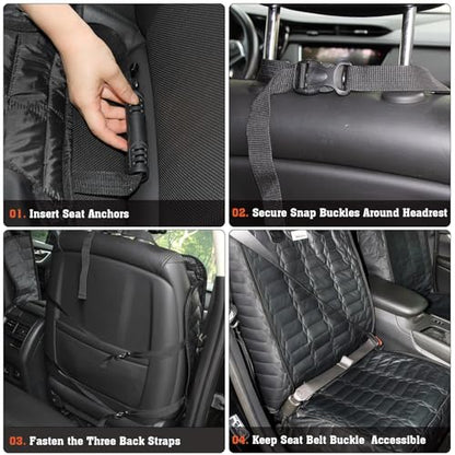 Reliadura Front Seat Covers for Dogs, Waterproof Leather Dog Car Seat Cover, Full Coverage Nonslip Scratchproof Pet Car Seat Protector, Fits Cars, Small Trucks, SUVs Bucket Seat Cover