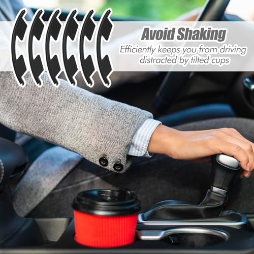 Car Cup Holder Limiter, 6Pcs Cupholder Insert for Car, Silicone Stabilizer for Water Bottles & Travel Mugs, Secure Fit with Anti-Slip Base, Universal for Most Vehicles (Black)