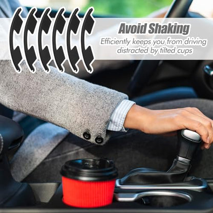 Car Cup Holder Limiter, 6Pcs Cupholder Insert for Car, Silicone Stabilizer for Water Bottles & Travel Mugs, Secure Fit with Anti-Slip Base, Universal for Most Vehicles (Black)