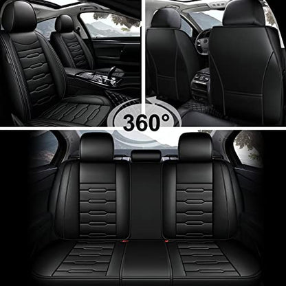 AOMSAZTO Car Seat Covers Fit for Honda Ridgeline 2006-2025: Seat Covers Full Set Leather Seat Covers Compatible Airbag (Black) - color: #016 Black, size: 2006-2014&2024-2025-5 seat covers full set
