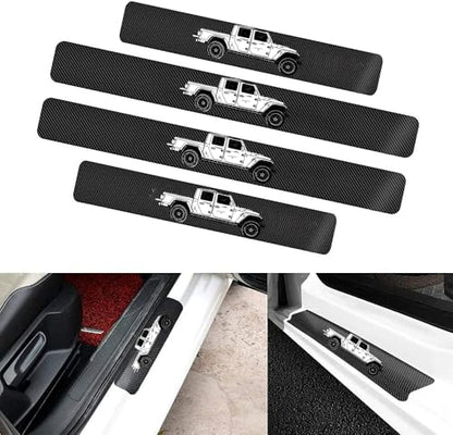 4 Pieces Car Door Sill Protector,Carbon Fiber Threshold Anti-Scratch Sticker Door Edge/Rear Guard Protection White - color: 4pcs-t-j-G-WHITE