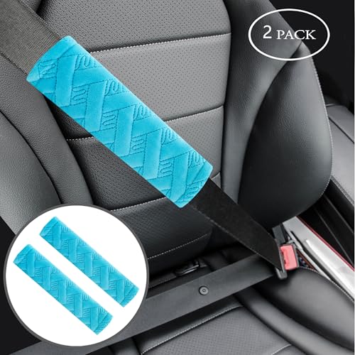 2-Pack Soft Seat Belt Covers Universal Car Shoulder Pad Cushions with Braid Pattern for Comfortable Driving & Bag Strap Protection Blue - color: Blue