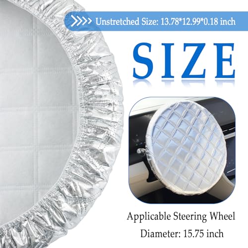 Car Steering Wheel Cover Sun Shade,Aluminum Film Car Wheel Cover for Thermal Insulation & Cooling,3-Layer Thickened Steeringwheel Covers Fits 15.75" Diameter Cars Steering Wheels (Aluminum Foil) - color: Aluminum Foil