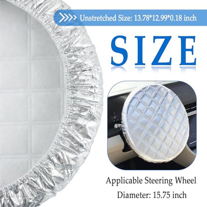 Car Steering Wheel Cover Sun Shade,Aluminum Film Car Wheel Cover for Thermal Insulation & Cooling,3-Layer Thickened Steeringwheel Covers Fits 15.75" Diameter Cars Steering Wheels (Aluminum Foil) - color: Aluminum Foil