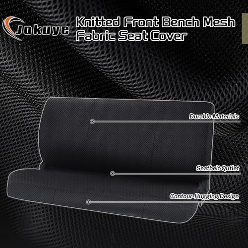 Jokuye Heavy Duty Universal Bench Seat Covers for Ford for Chevrolet for Dodge Full Size Pickup Trucks with Storage Pockets - Black - color: Black, size: Sandwich mesh