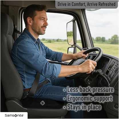 Samsonite Car Seat Cushion Curved Pillow - Butt Cushions for Office Chairs, Car Seat Back Support Pillow Tailbone Support Cushion