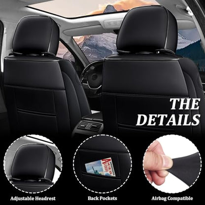 Car Seat Covers Front Seats for Honda HR-V 2016-2026, Waterproof Nappa Leather Car Seat Cover, Full Coverage Car Seat Covers Sets(2 Seats/Black Red) - color: Black Red 2 Seats, size: Honda HR-V 2016-2026