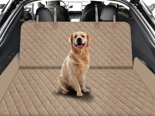 GXT Dog Back Seat Cover Protector for Cars SUV and Trucks with Mesh Window, Scratchproof Nonslip and Waterproof Material - color: Dark Khaki, style: Seat Cover Only