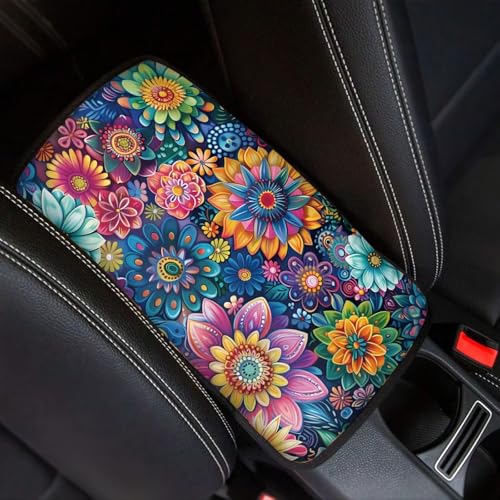 Boho Blossom Print Arm Rest Cover for Car Center Console Cushion Pad for SUV,Soft Armrest Pads - color: Boho Blossom