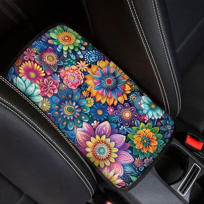 Boho Blossom Print Arm Rest Cover for Car Center Console Cushion Pad for SUV,Soft Armrest Pads - color: Boho Blossom
