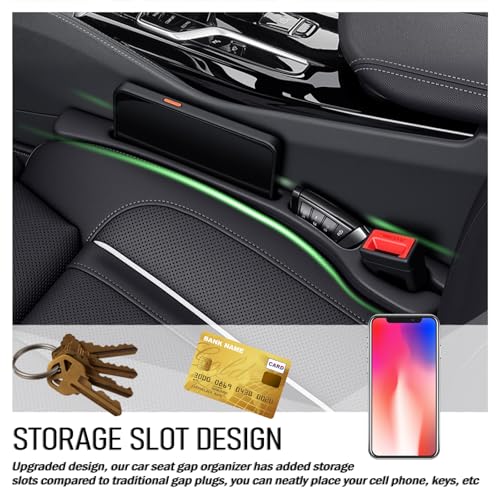 2PCS Car Seat Gap Filler Organizer,Soft Car Gap Filler Organizer for Filling Gaps with Storage Slots,Versatile Cars Seat Gaps Fillers Strip Cars Interior Accessories