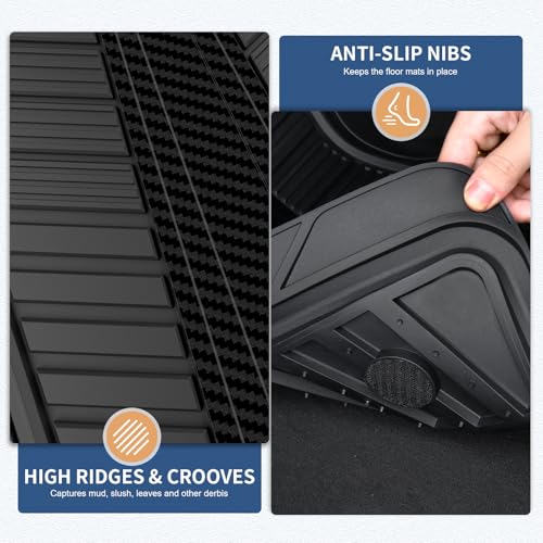 FLORICH Car Floor Mats, Heavy Duty Floor Mats for Cars, 4 Piece All-Weather Floor Mats with Anti-Slip Backing, Waterproof Universal Trim-to-Fit, Automotive Floor Mat for Cars SUV Trucks