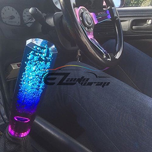 EZAUTO WRAP Shift Knob Stick Crystal Transparent Bubble Purple Blue Throw Gear Shifter 10cm - color: Blue Purple, size: 10cm