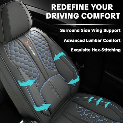 Full Set of Dark Gray Genuine Leather Seat Covers, Universal Fit | Four-Layer Anti-Slip Design with Lumbar Support - color: A_Gray