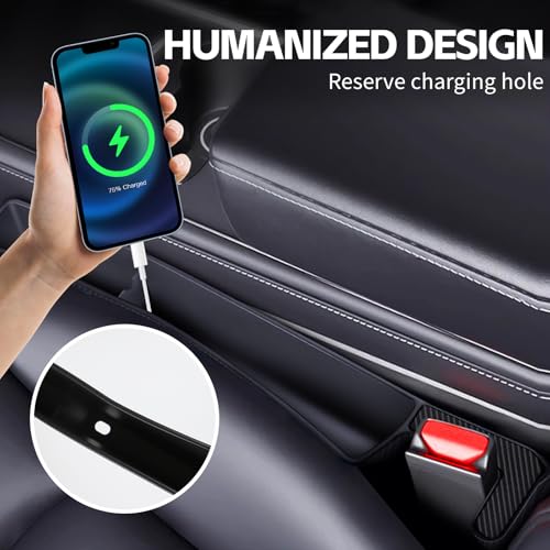 2PCS Car Seat Gap Filler Organizer, Multifunctional Seat Gap Storage Box for Phone Key, Stop Things from Dropping Between Seat and Console, Universal Interior Car Accessories (Black)