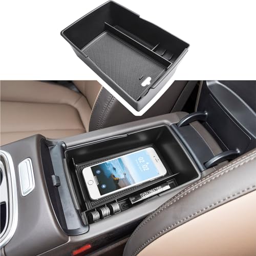 Center Console Organizer Tray Compatible with Hyundai Santa Fe TM 2021 2022 2023 Accessories and Santa Fe SEL 2022 2023 Interior Secondary Armrest Storage Box ABS Insert Tray, Black Trim - color: Black