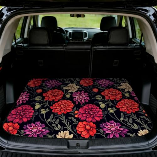 Car Trunk Mat - Universal Size 29" x 39", Floral Pattern Cargo Liner, Car Accessory for SUVs/Sedan/Wagons, Durable Protective Mat, Trunk Liner for Families/Travel Enthusiasts (Flowers-1) - style: flowers-1