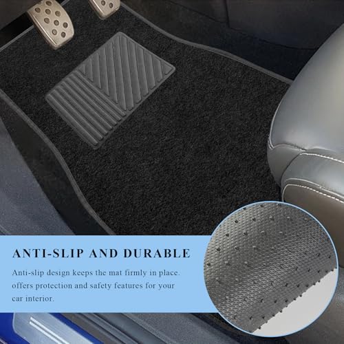 4PCS Car Floor Mats, Waterproof Non-Slip Car Floor Liners with Safety Heel Pad, All-Weather Wear-Resistant Mats Heavy Duty Universal Carpets for Truck SUV Van Sedan (Black) - color: Black