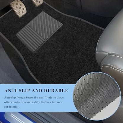 4PCS Car Floor Mats, Waterproof Non-Slip Car Floor Liners with Safety Heel Pad, All-Weather Wear-Resistant Mats Heavy Duty Universal Carpets for Truck SUV Van Sedan (Black) - color: Black