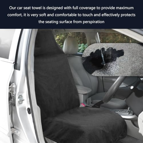 Car Towel Seat Cover, Waterproof Non-Slip Automotive Seat Protector for Gym Swimming Kid Pet, Universal Washable Seats Cover from Sweat Food Dirt for Car Truck Van SUV (Black)