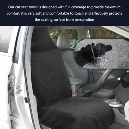 Car Towel Seat Cover, Waterproof Non-Slip Automotive Seat Protector for Gym Swimming Kid Pet, Universal Washable Seats Cover from Sweat Food Dirt for Car Truck Van SUV (Black)
