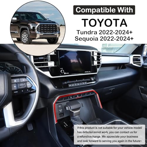 Aunginsy Car Center Control Warning Light Outer Frame Decorative Sticker Fit Toyot@a Tundra/Sequoia 2022-2024 Carbon Fiber Gear Box Shift Panel Protect Strip Cover Trim Sticker Interior Accessories - size: Warning Light Outer Frame Trim