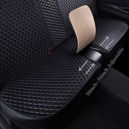 Red Rain Black Front and Rear Universal Car Seat Cover Leather Seat Cover with Crown Full Coverage 5 Seater (AA-Black) - color: AA-Black