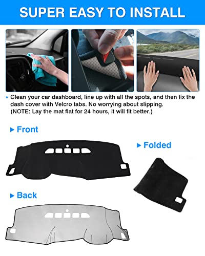 Autorder Dashboard Cover Mat for 2007-2013 Chevy Chevrolet Silverado/GMC Sierra with Two Glove Boxes Accessories Dash Cover Flannel Dash Mat Sunshade Glare UV Rays Protector - size: Black 07-13 Silverado 2 Glove Boxes