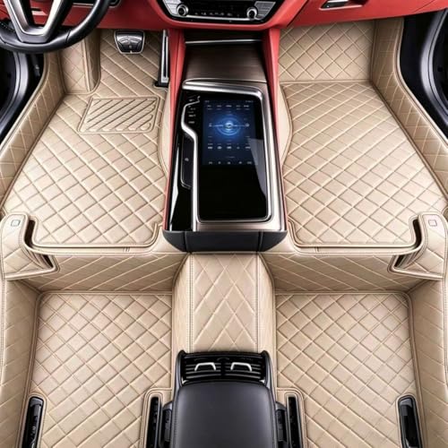 Custom Personalized Full Coverage All Weather Leather Floor Mats & Floor Liners for Cars SUVs Trucks, Anti-Slip Luxury Custom Fit Car Floor Mats Set, Fits 98% of Vehicles (Beige) - color: beige