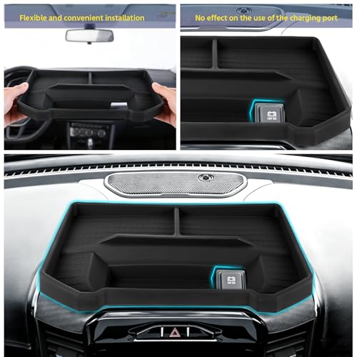 Dashboard Storage Tray Compatible with 2019–2026 Dodge RAM 1500, Center Console Dash Organizer for 12” & 14.4” Uconnect Screens, Non-Slip Console Organizer (Not for 8.4”)