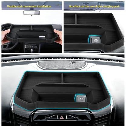 Dashboard Storage Tray Compatible with 2019–2026 Dodge RAM 1500, Center Console Dash Organizer for 12” & 14.4” Uconnect Screens, Non-Slip Console Organizer (Not for 8.4”)