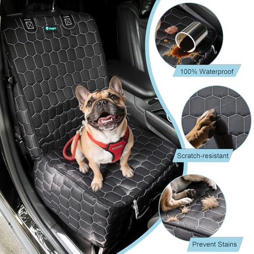 Front Seat Covers for Cars,Waterproof Car Seat Protector with Side Flaps 600D Fabric Front Seat Dog Cover for Trucks Vans SUVs Sedans, Non Slip Scratch Proof Seat Covers for Dogs in Car