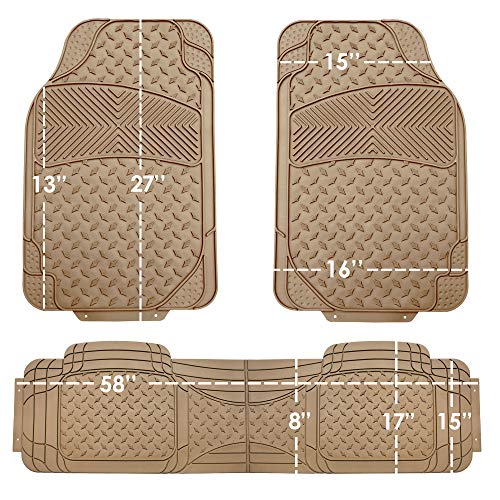 FH Group F11322 Classic Rubber Trimmable Floor Mats (Beige) Full Set - Universal Fit for Cars Trucks and SUVs