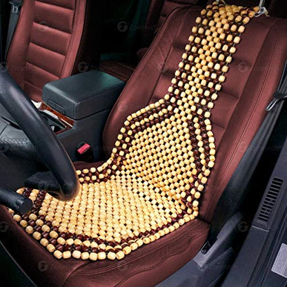 ZONETECH Beaded Seat Cover for Cars Cooling, Massage Cushion, Natural Wooden Beads for Semi Truck, Trailer, Car, Two-Tone, Double Strung (1-Pack) - size: 1 PACK