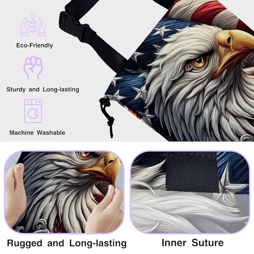 Car Trash Bag Eagle American Flag Car Garbage Bag Waterproof Car Trash Can for Back Seat with Adjustable Straps and Drawstring, Foldable Car Trash Bin for Car Accessories Vehicle Travelling Camping - color: Eagle American Flag