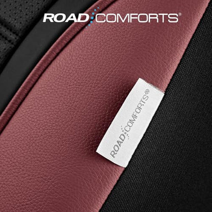 Road Comforts Leather Seat Covers, Breathable Car Seat Covers Full Set for Men,Airbag Compatible, Automotive Seat Covers Set Universal Fit Most Cars,Vans,Truck,SUV - color: Red Wine Full Set