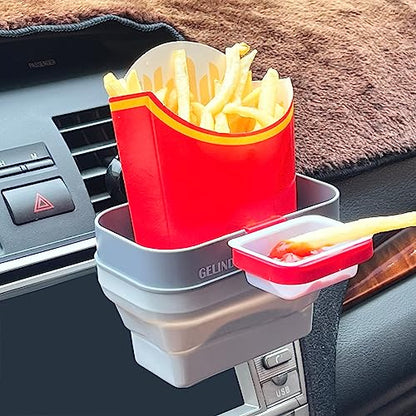 Car Vent Organizer Pocket, Car French Fry Holder, Vehicle Front Seat Universal Silicone Stroage Box for Fry Burger Phone Wallet Coins Cards Keys Glasses Remote Headphone