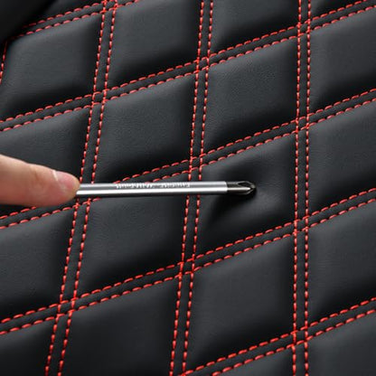 Huidasource Rear Seat Cover, Nappa Leather Back Seat Cover Velcro Adjustable, Compatible with Armrests, Seat Belts, Child Safety Seats, Fit for Most Cars SUVs Trucks (Back Row/Black&Red) - color: 01R# Black & Red01, size: Back Seat Cover