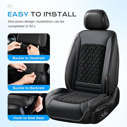 Coverado Upgraded Cooling Car Seat Cushion 8 Turbo Fans 12V-24V Ventilated Cooling Seat Cover 3 Adjustable Wind Speeds Long Lasting Coolness Summer Driving Universal Fit for Car SUV Truck Black - color: Black