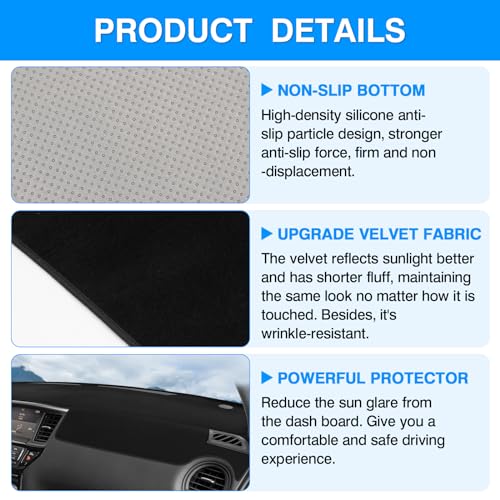 Autorder Dashboard Cover Mat for 2013-2020 Nissan Pathfinder Accessories Dash Cover Upgrade Velvet Dash Mat Sunshade Glare UV Rays Protector - size: 2013-2020 Nissan Pathfinder