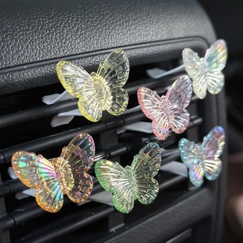 6 PCS Butterfly Car Vent Clips, Cute Butterflies Cars Air Conditioning Clip Decorations, Charm Automotive Interior Decor for Women Men