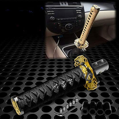 JDMBESTBOY Samurai Sword Black Shift Knob Shifter Alloy Katana with Adapters Universal 20cm - color: Black, size: 20cm
