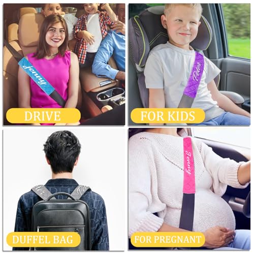Personalized Seat Belt Cover Pad, Embroidered Seatbelt Cushion, Seatbelt Covers, Car Seat Belt Pads for Adults Car Seat Strap Pads for Kids Universal Fit for All Cars and Backpack 10 Inch 1 Pack