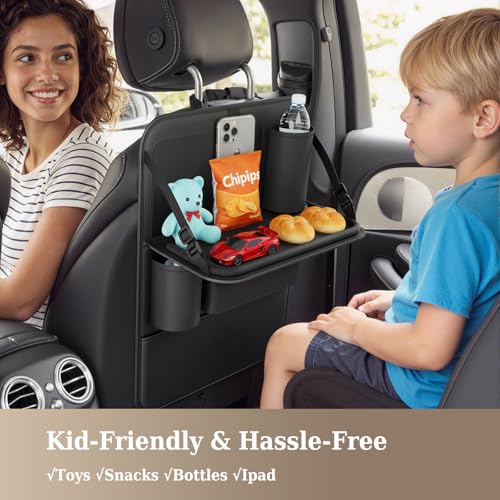 Coverado Car Backseat Organizer(2 Packs) with Tablet Tray, Nappa Leather Organizer for Car Seat Back, Waterproof Car Seat Organizer with Touch Screen, Seat Protector Kick Mats for Kids - size: 2 Packs