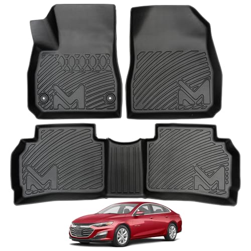TPE Automotive Floor Mats Custom for 2016-2025 Chevy Malibu (Not for Malibu Limited), All Weather Cover Protection Waterproof Black Floor Liner Front & Rear Row Full Set Car Mats, 3PCS - size: 3PCS (2Row), style: For 2016-2025 | Chevy Malibu (Not for Mali