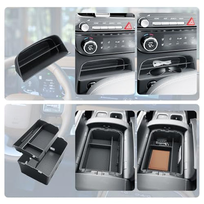 BIBIBO 3Packs for 2026 Hyundai Palisade Center Console Organizer 2026 Hyundai Palisade Calligraphy Console Tray 2026 Palisade Console Insert Tray 2026 Palisade (ONLY FIT Palisade Calligraphy) - color: Black-(Double layer+Insert shelf)